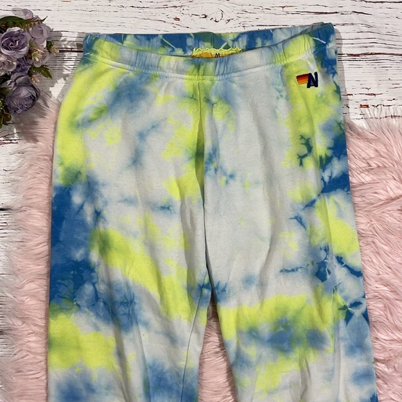 Aviator Nation Yellow Blue High Rise Tie Dye Sweatpants - Picture 6 of 10